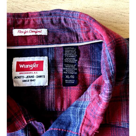 VTG Plaid Wranglers western mens shirt XL Long sleeve Button Up pointed pockets - Picture 2 of 8